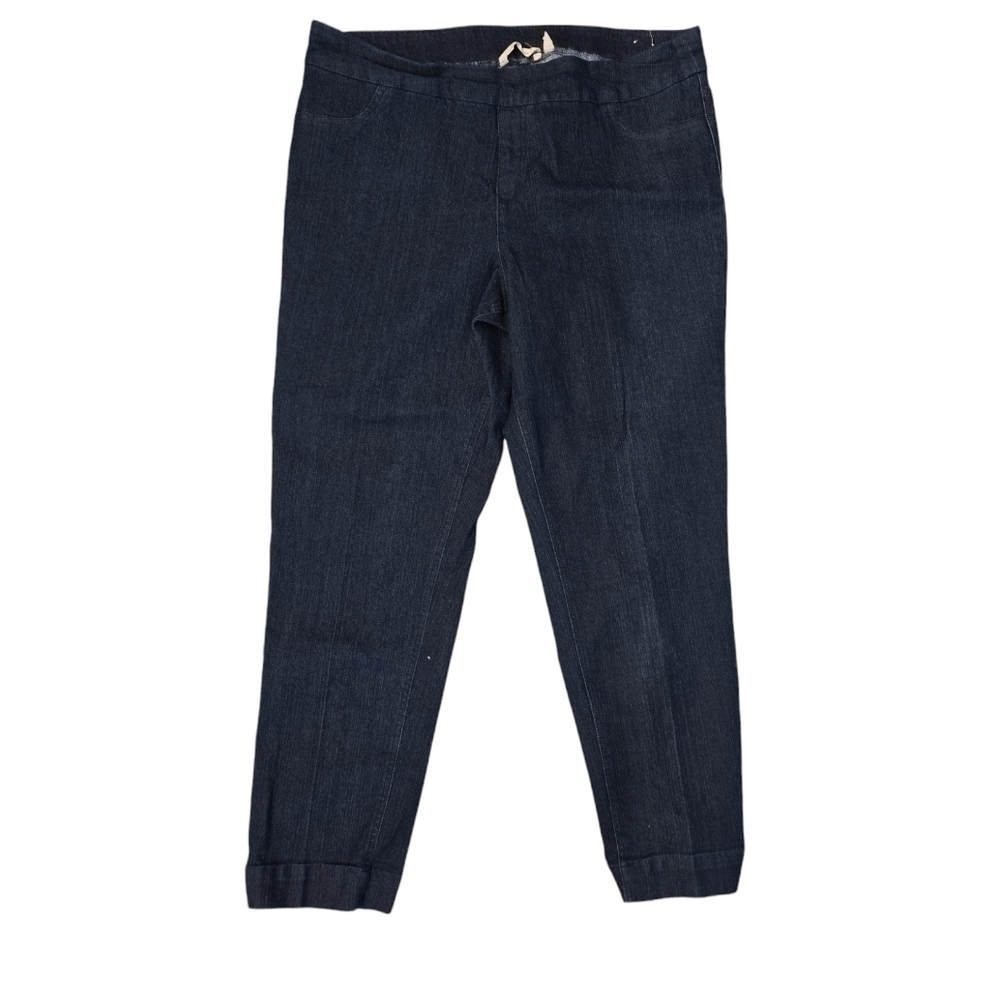 SOFT SURROUNDINGS SUPER STRETCH STRAIGHT ANKLE PULL ON DENIM JEANS. SIZE XL